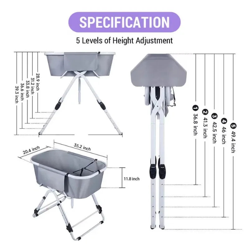 Elevated Dog Bath Tubs Grooming Foldable Adjustable Station