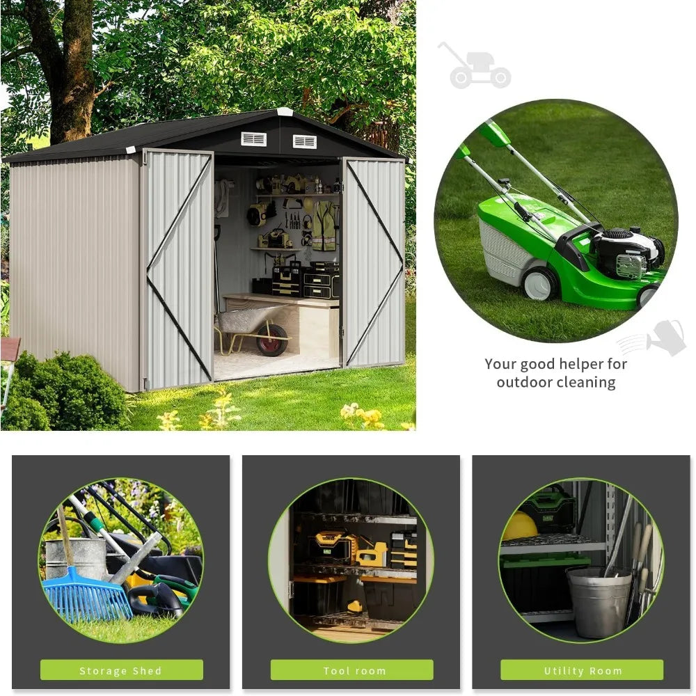 Outdoor Steel Storage Shed - Tool & Utility Shed with Door & Lock