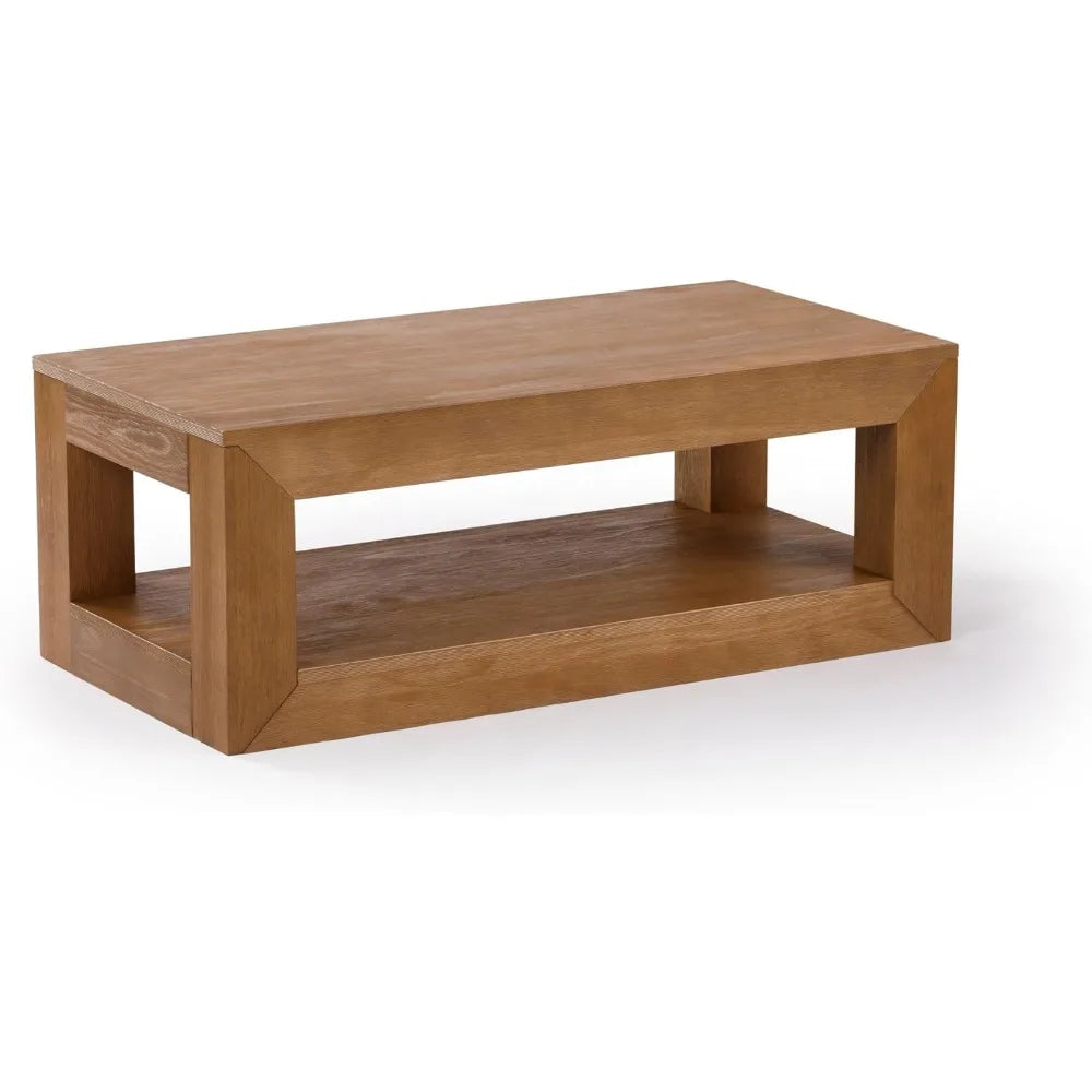 Plank And Beam 40in Modern Coffee Table With Shelf Storage