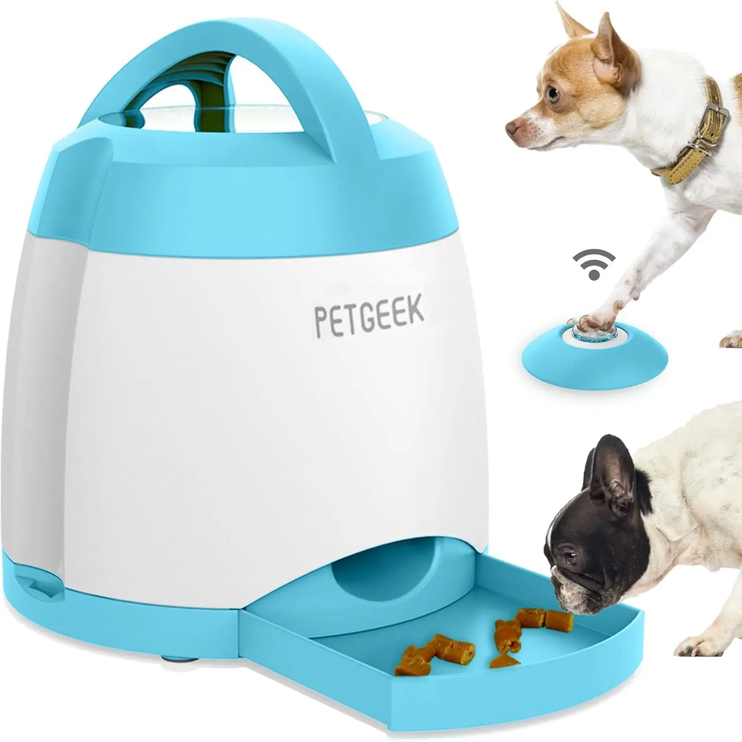 Automatic Dog Treat Dispenser with Button and Interactive Toys