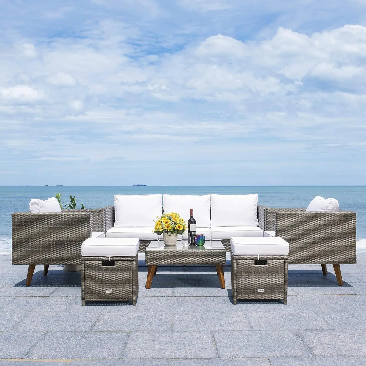 Outdoor Collection Presla Wicker Cushion 6-Piece Living Set