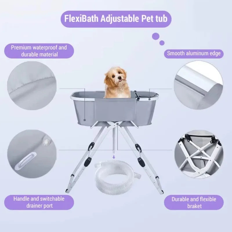 Elevated Dog Bath Tubs Grooming Foldable Adjustable Station