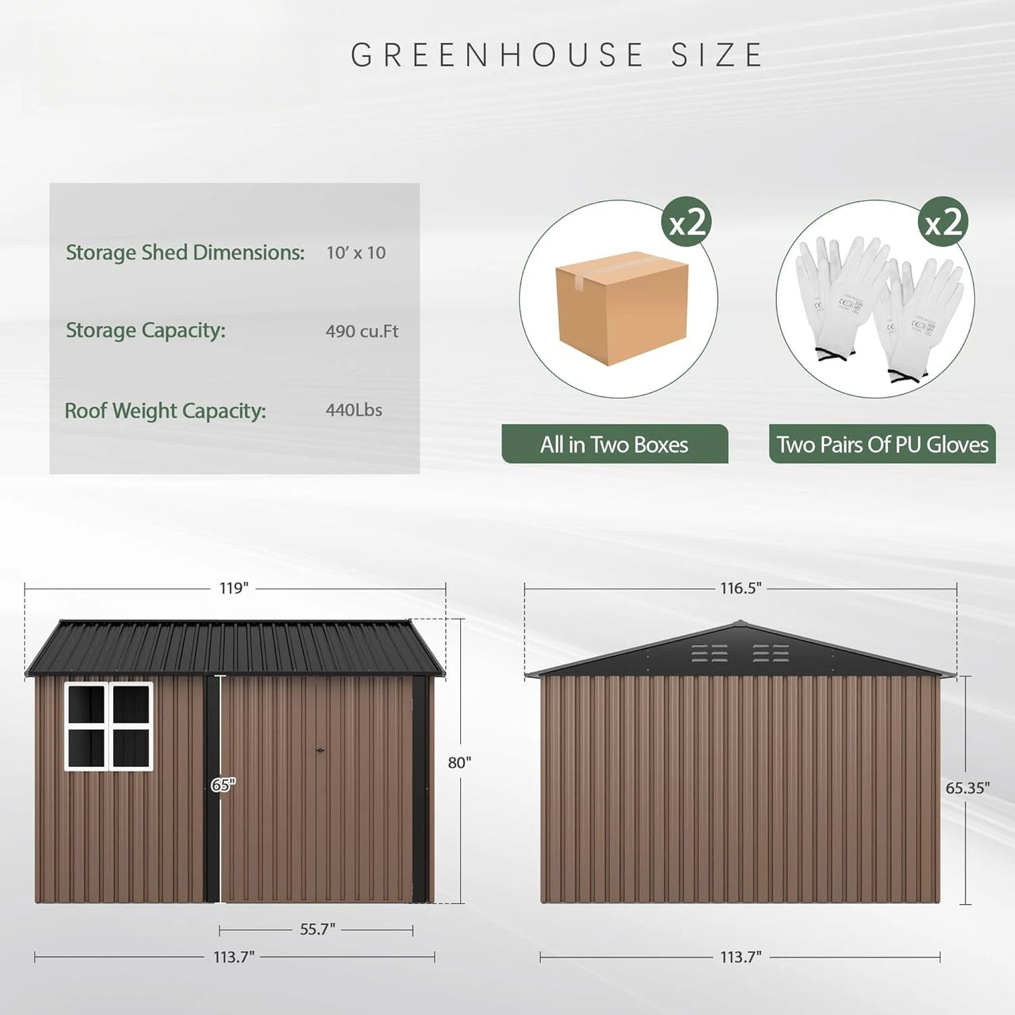10x10 FT Outdoor Storage Shed, Large Metal Tool Sheds