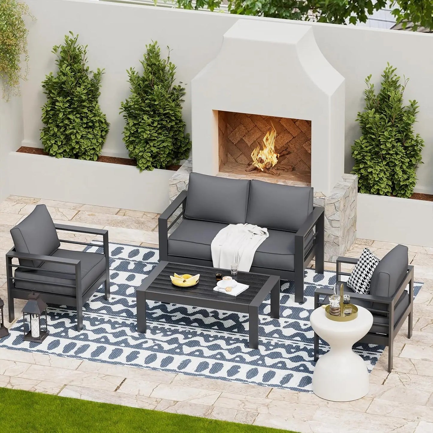 Aluminum Patio Furniture Set Outdoor Couch and Chairs Set