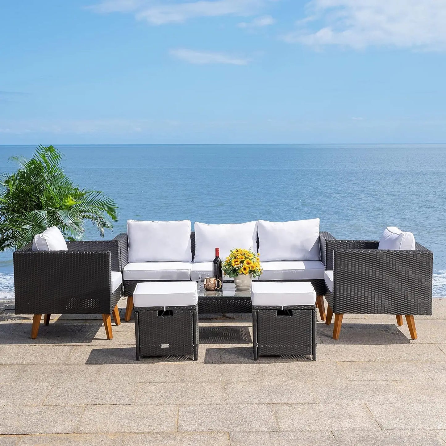 Outdoor Collection Presla Wicker Cushion 6-Piece Living Set