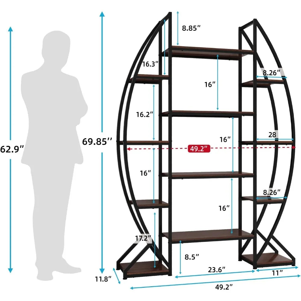 Large Plant Stand Indoor: 70 Inch Half Moon 5 Tier Shelf