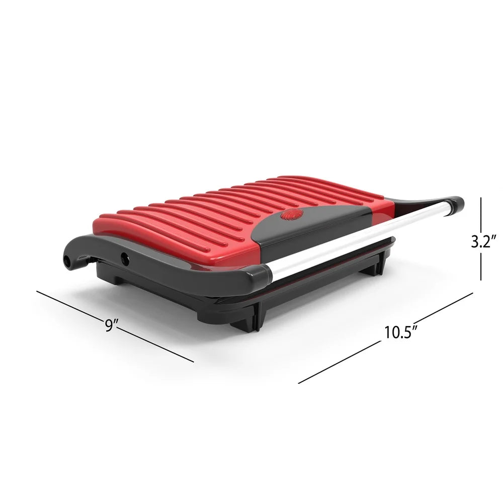 Non-Stick Panini Grill and Sandwich Maker 1400W Indoor Cooking Appliance with Grease Channeling System Easy Cleanup Ideal Small
