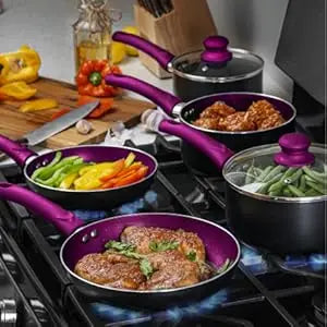 Pots And Pans Set Cookware Nonstick Aluminum 11 Piece Purple