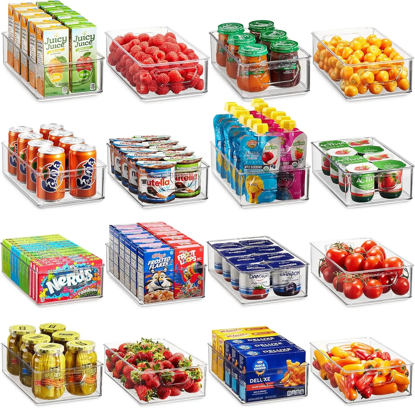 Refrigerator Organizer Bins - Stackable Plastic Pantry Baskets