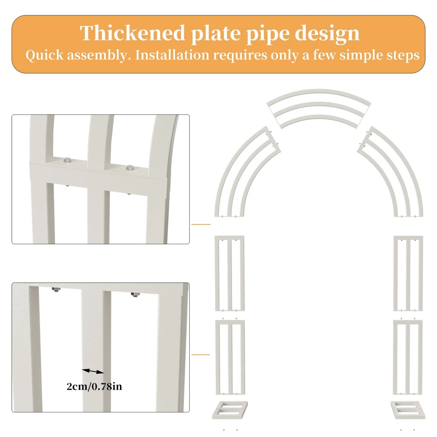 260CM Tall White Wedding Arch Stand Metal Backdrop Garden Arch Frame Pergola Stand Pergola Venues Party Decoration