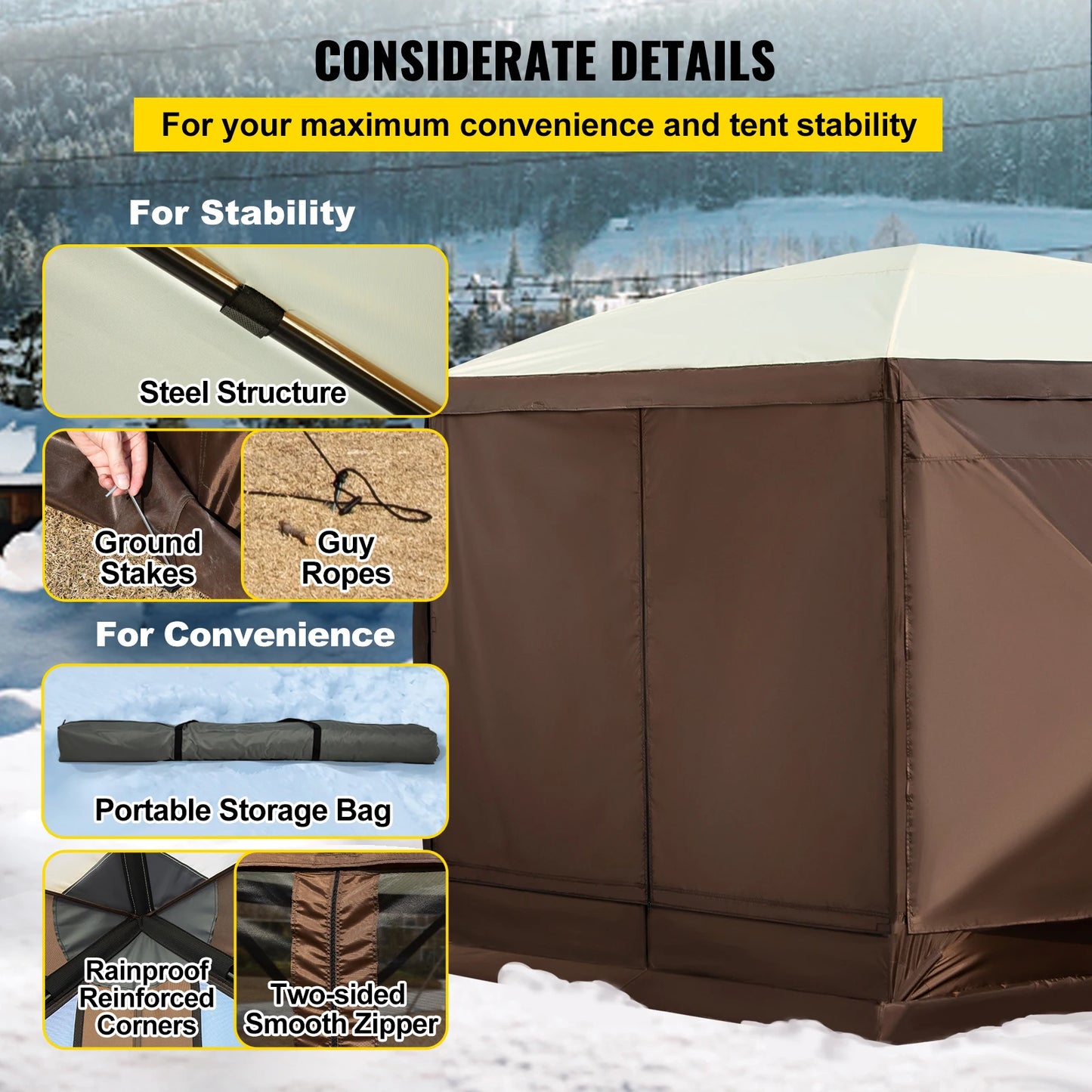 SucceBuy Pop Up Camping Gazebo 12x12 10x10 Sun Shade Tent