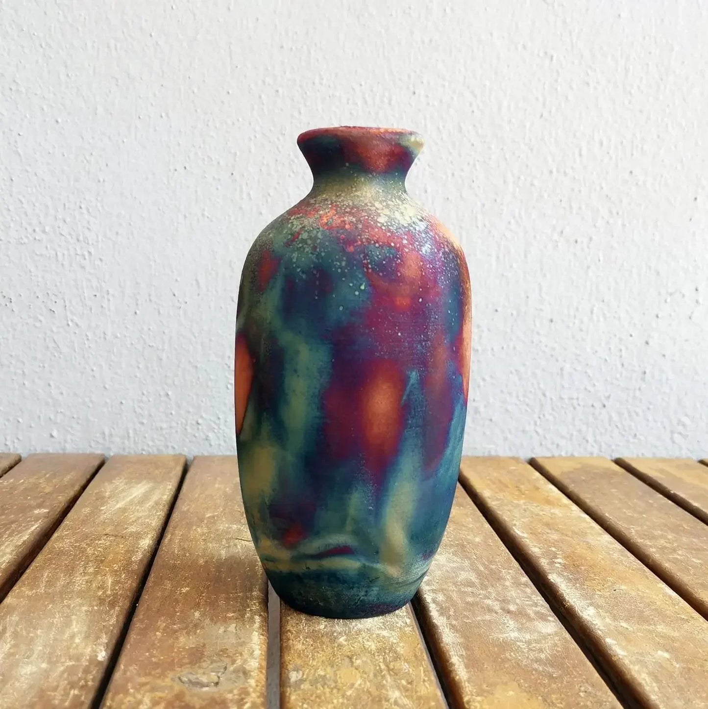 7 Inch Raku Ceramic Pottery Vase Carbon Half Copper Matte