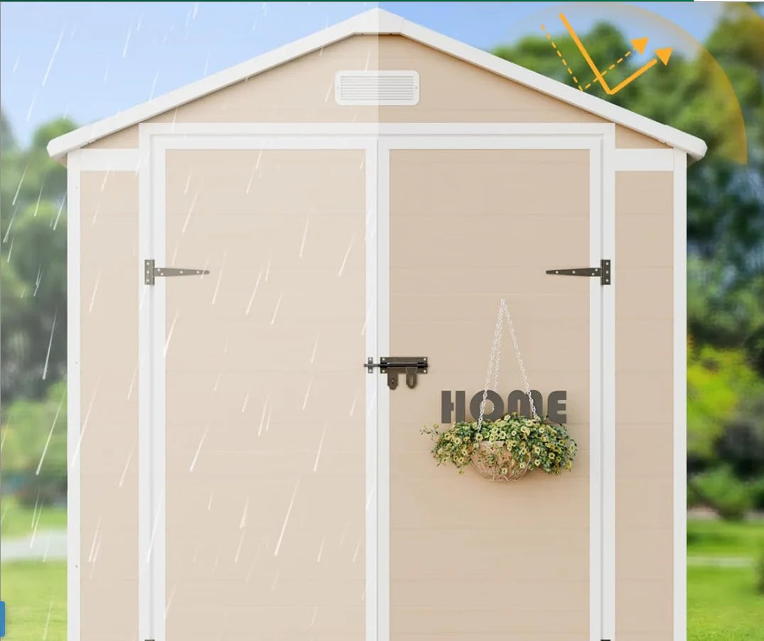 6x3 FT Storage Shed, Waterproof Resin Outdoor Tool Shed