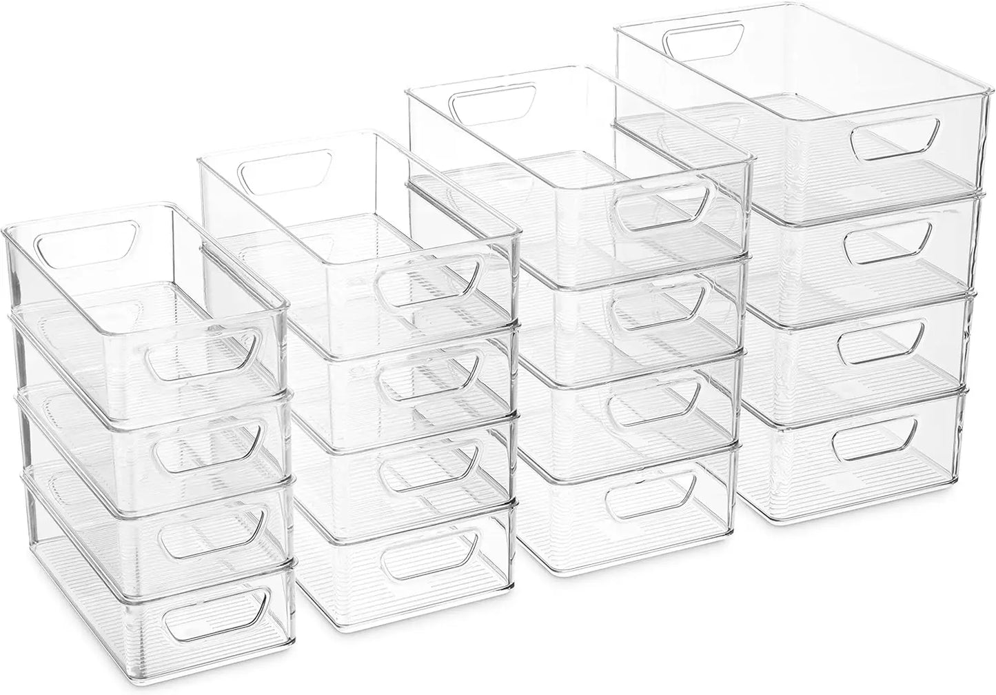 Refrigerator Organizer Bins - Stackable Plastic Pantry Baskets