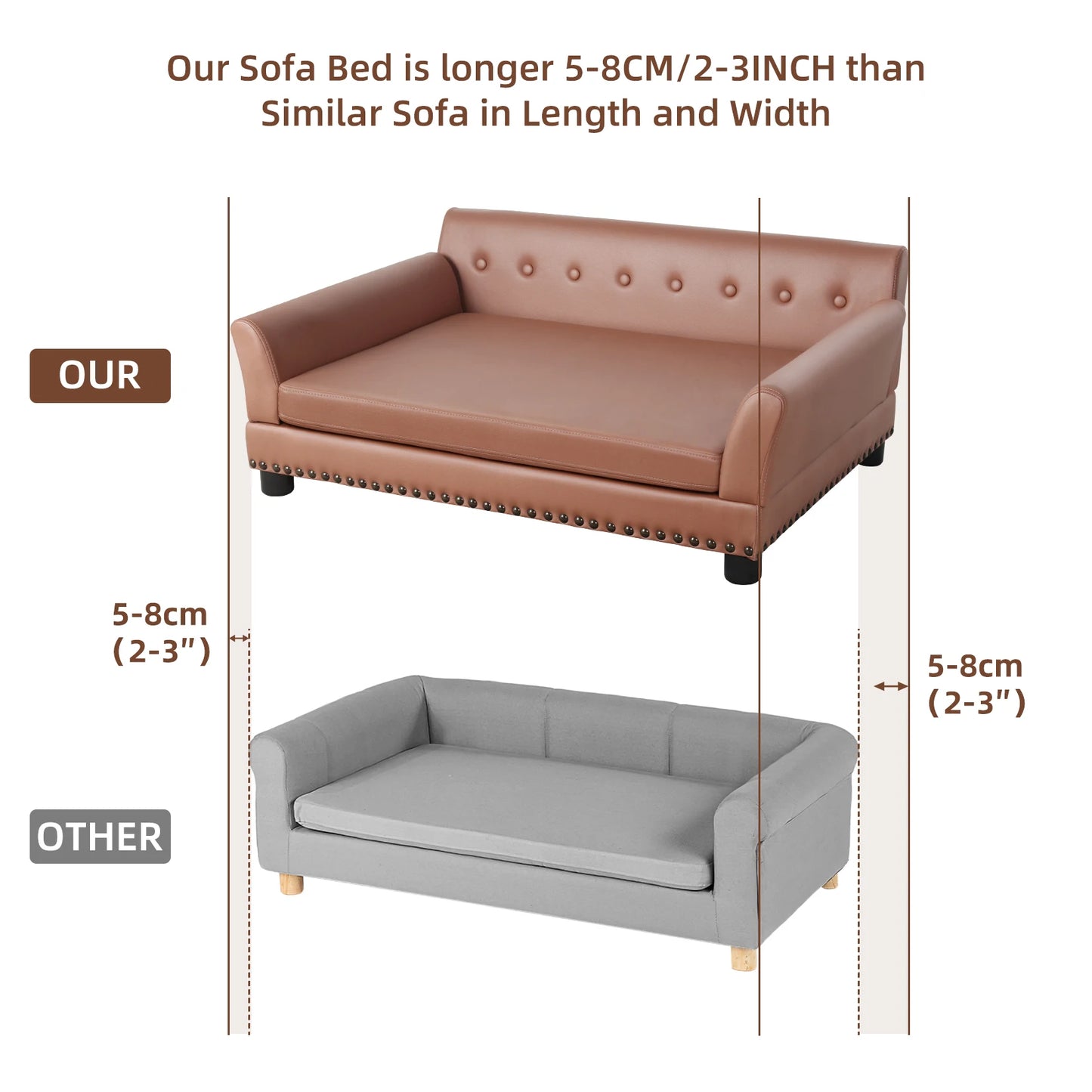 Large Elevated PU Leather Dog Bed With Removable Cushion