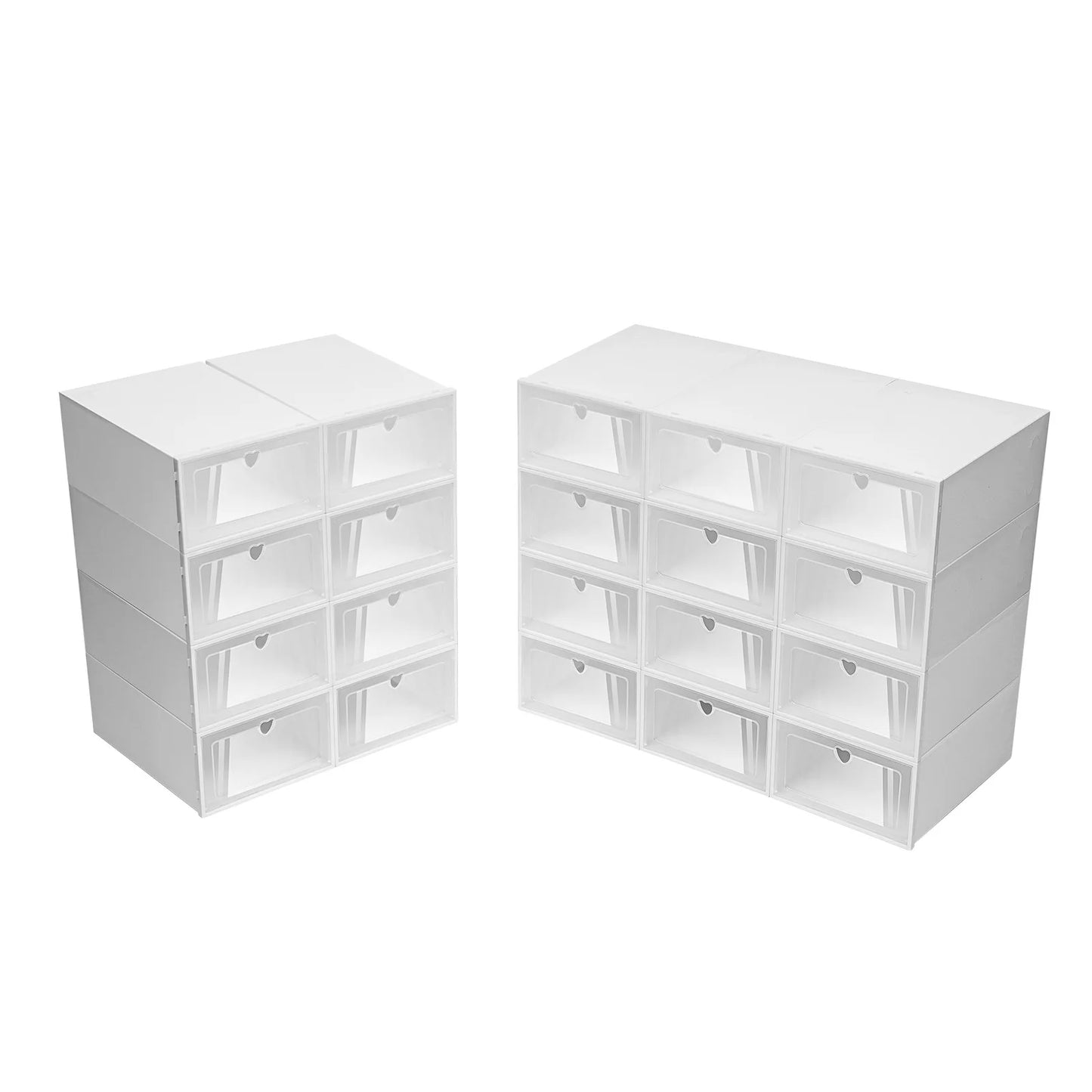 20X Clear Plastic Shoe Storage Boxes Stackable Foldable