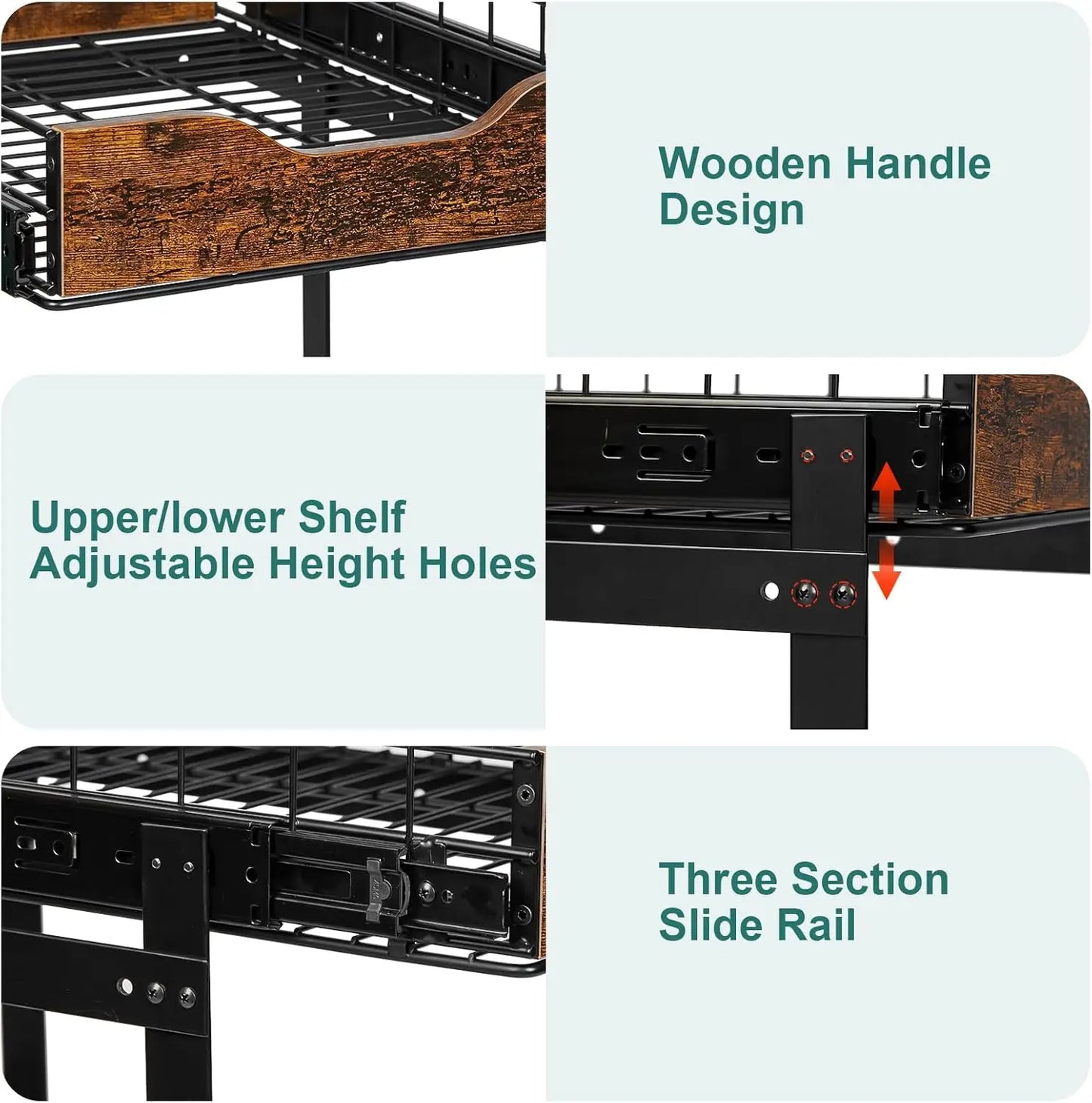 2 Tier Pull Out Cabinet Organizer 16W X 21D Adjustable Drawers