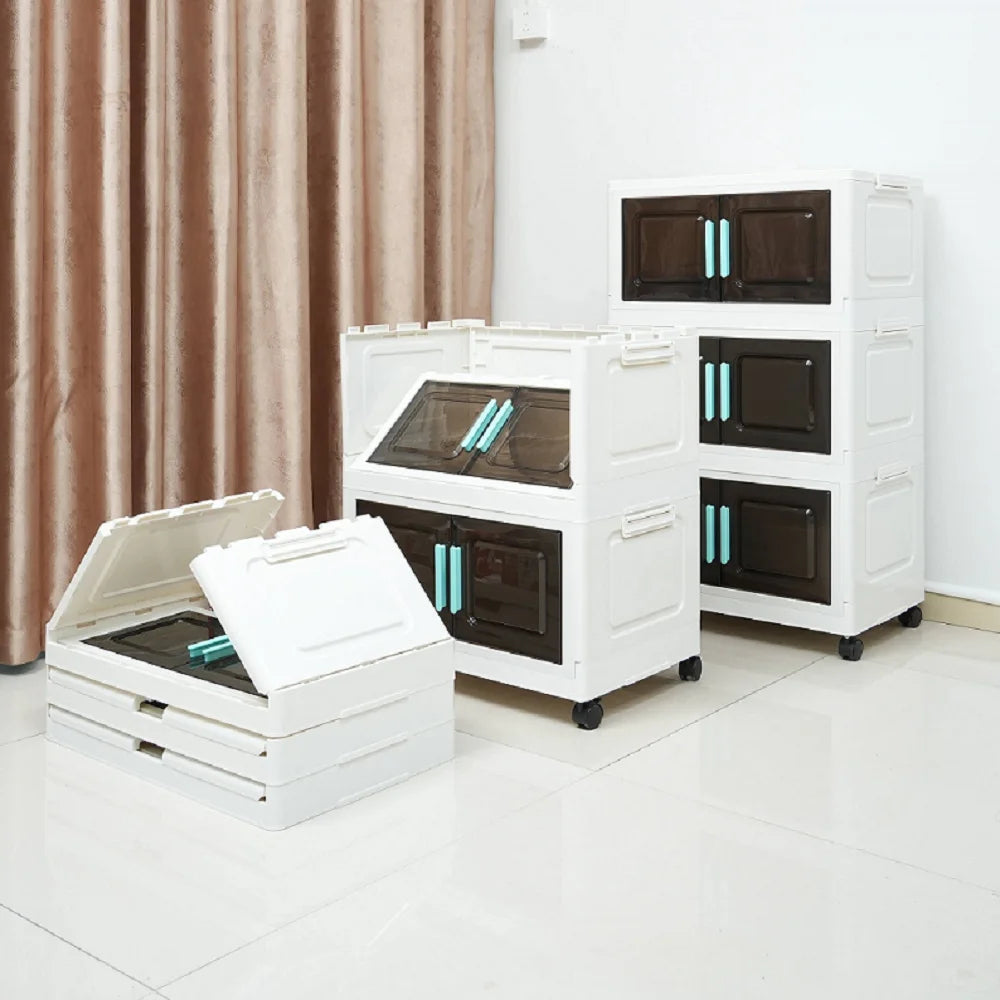 Five Tier Foldable Storage Organizer With 4 Swivel Wheels