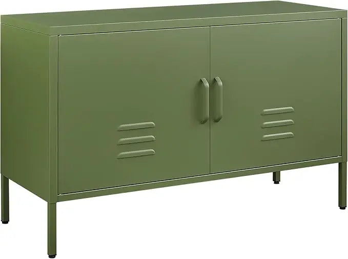 Metal Storage Cabinet Two Door Locker With Shelves Black