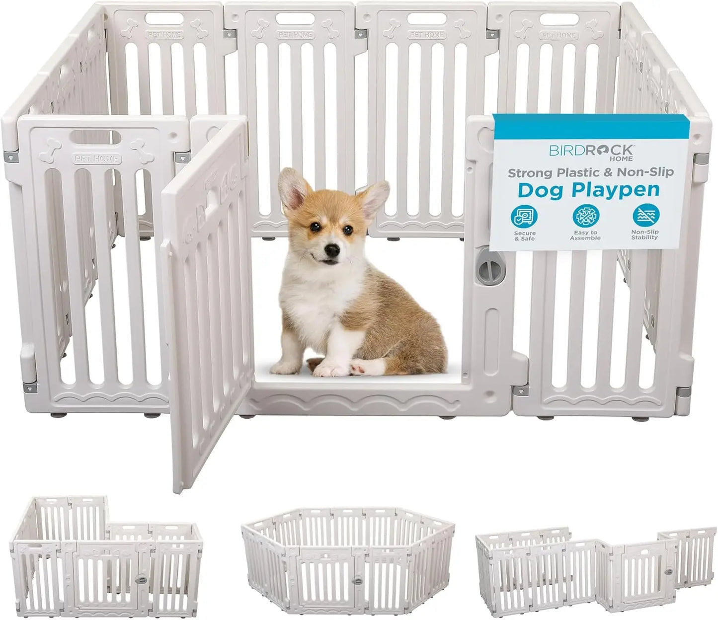 Dog Playpen w/Door, 12 Panel, 25.6in H Strong Plastic