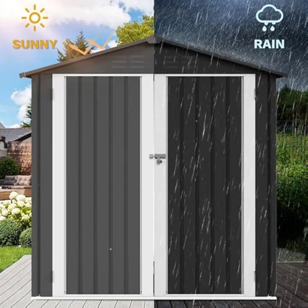 6x4 Ft Outdoor Storage Shed Ventilated With Locking Entry
