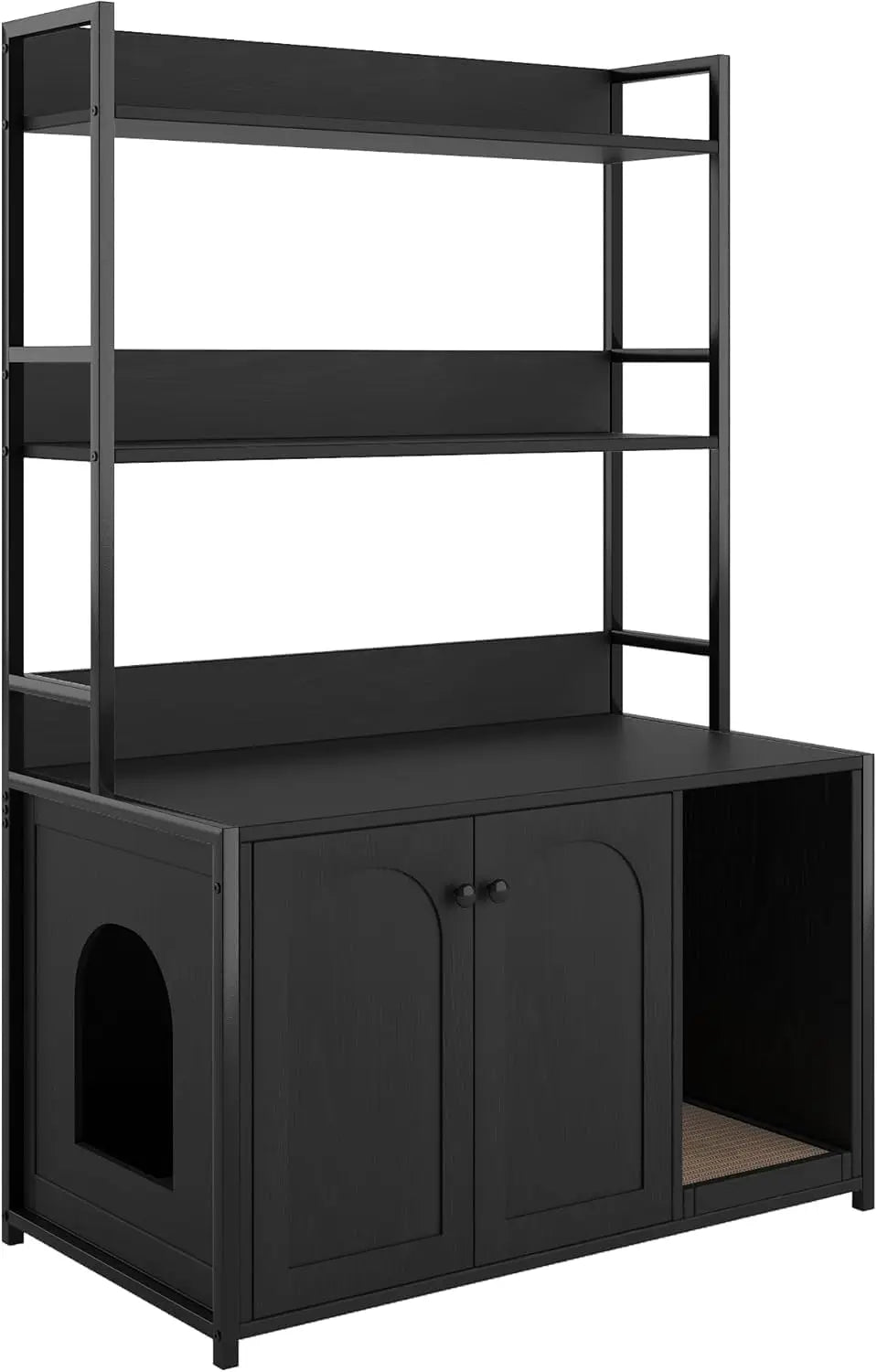 Litter Box Enclosure with 2 Storage Shelves for Cats