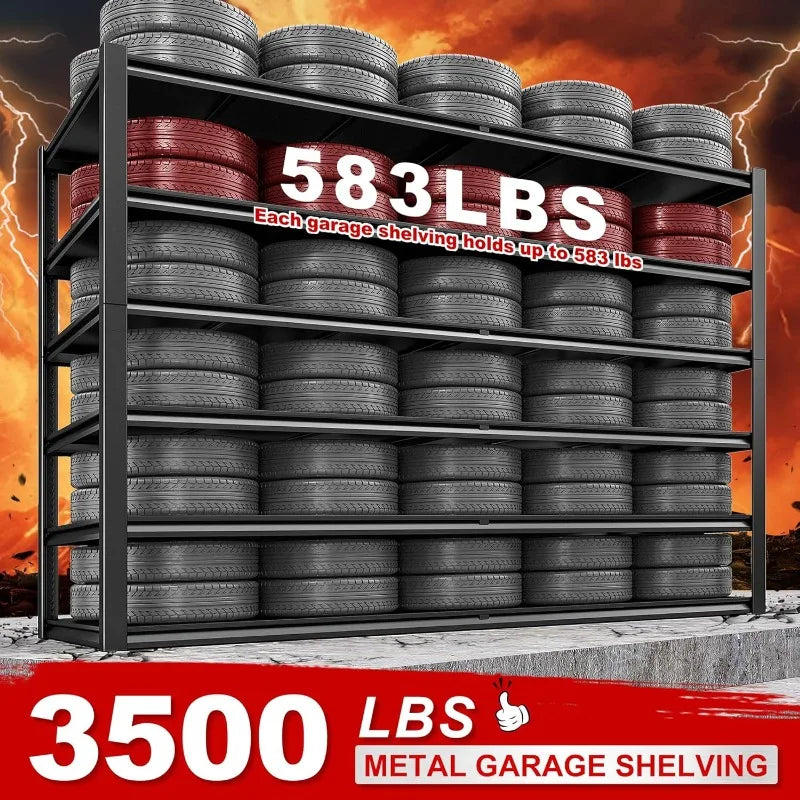 Garage Shelving Heavy Duty Shelving Unit Load 3500LBS Adjustable 6-Tier Metal Shelves