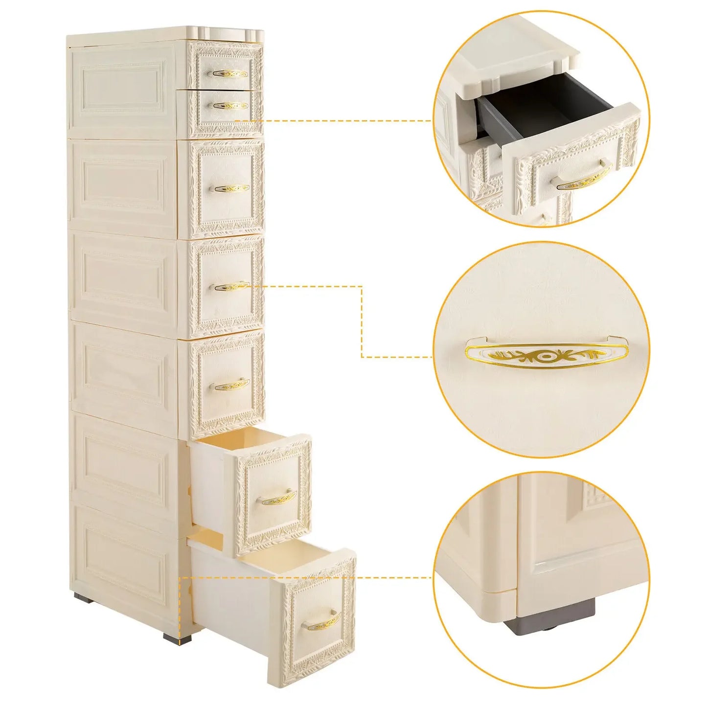 7 Drawer Floor Cabinet Storage Organizer Free Standing