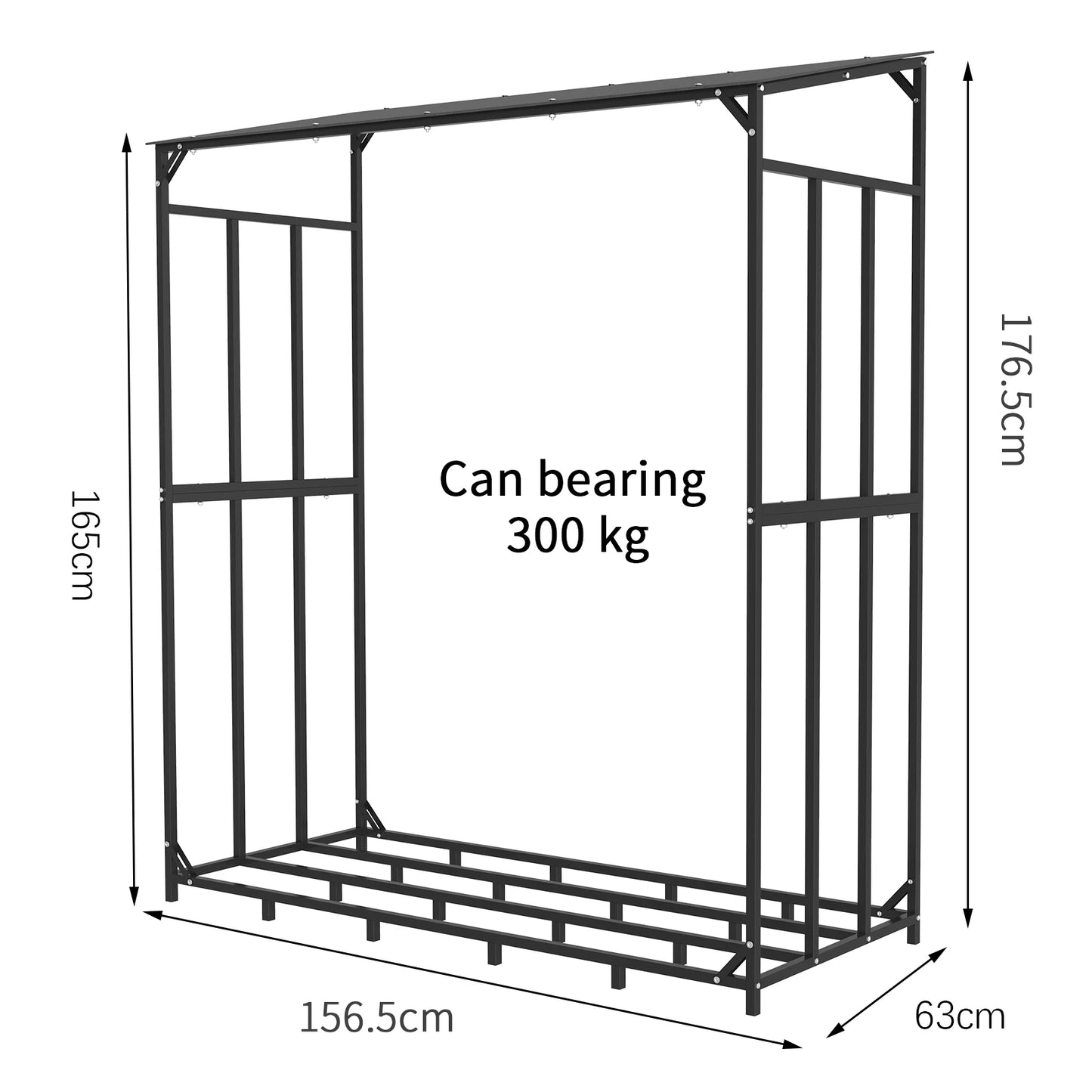 Heavy Duty Outdoor Firewood Storage Log Rack With Top Cover