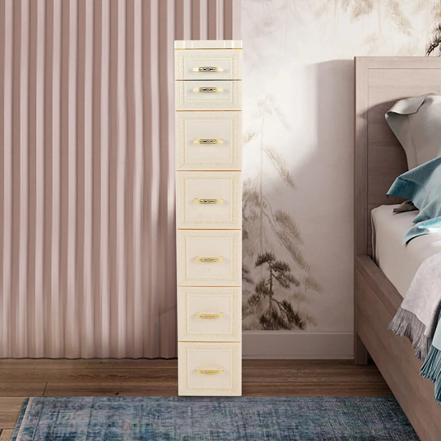 7 Drawer Floor Cabinet Storage Organizer Free Standing