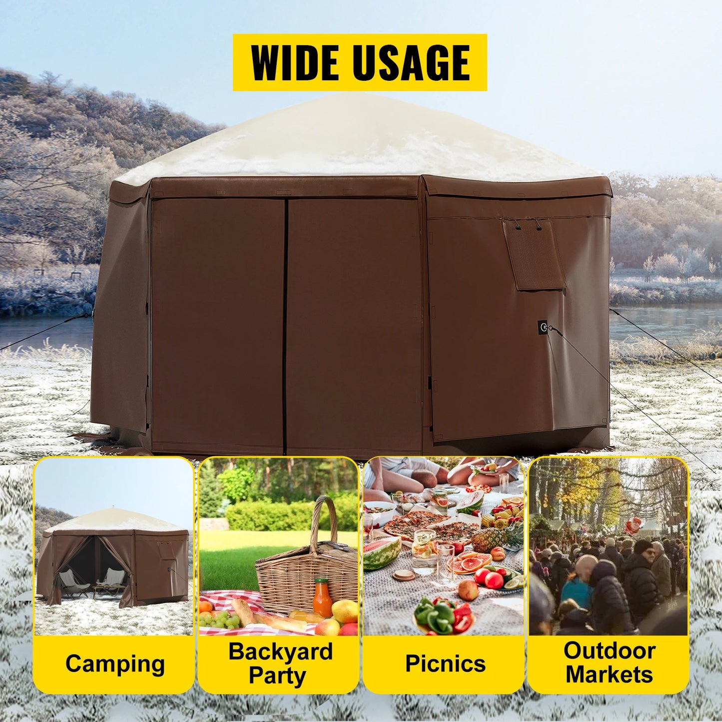 SucceBuy Pop Up Camping Gazebo 12x12 10x10 Sun Shade Tent