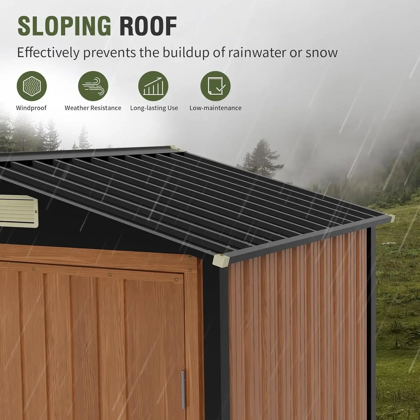 6x4 Ft Lockable Metal Garden Shed with Window Storage