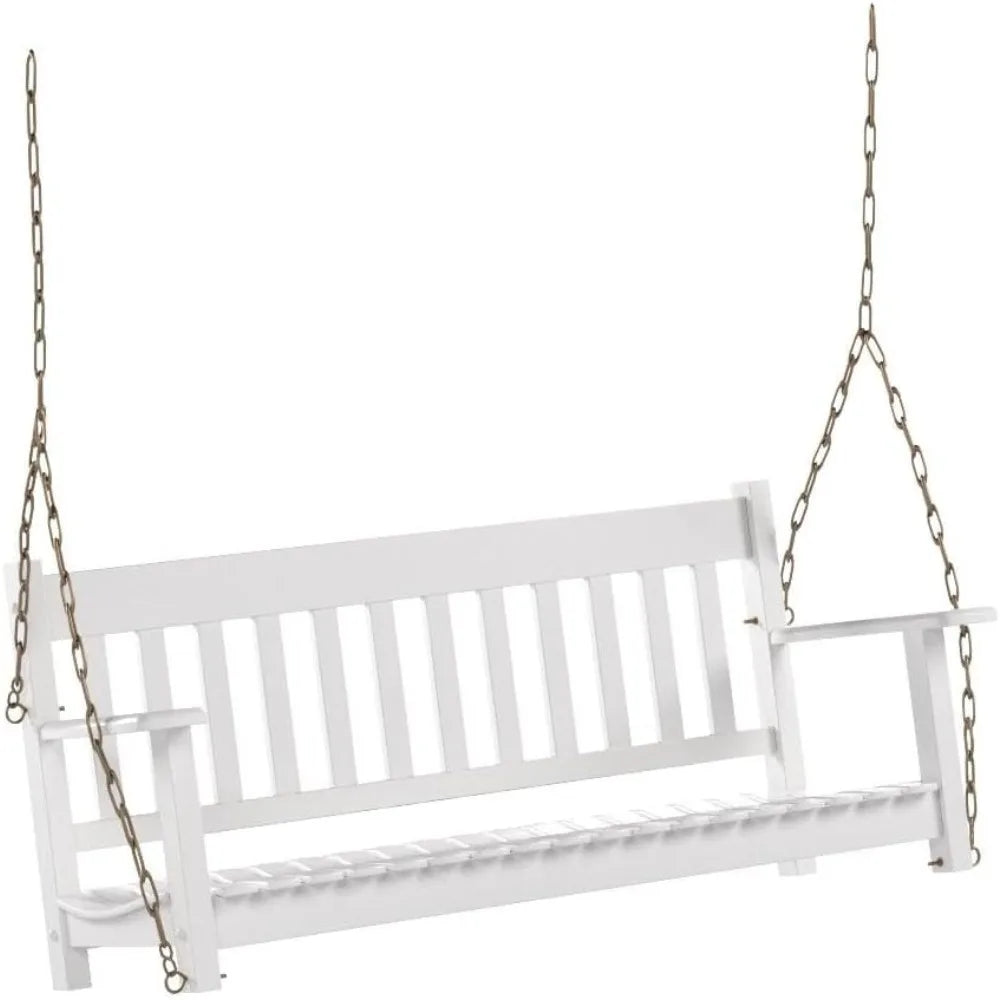 Wood Porch Swing White Outdoor Weather Resistant Bench