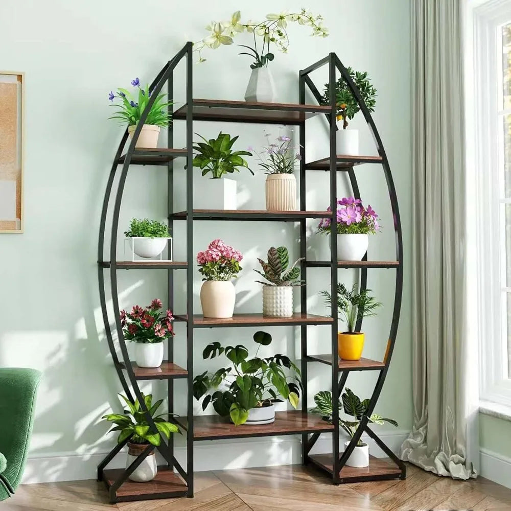 Large Plant Stand Indoor: 70 Inch Half Moon 5 Tier Shelf