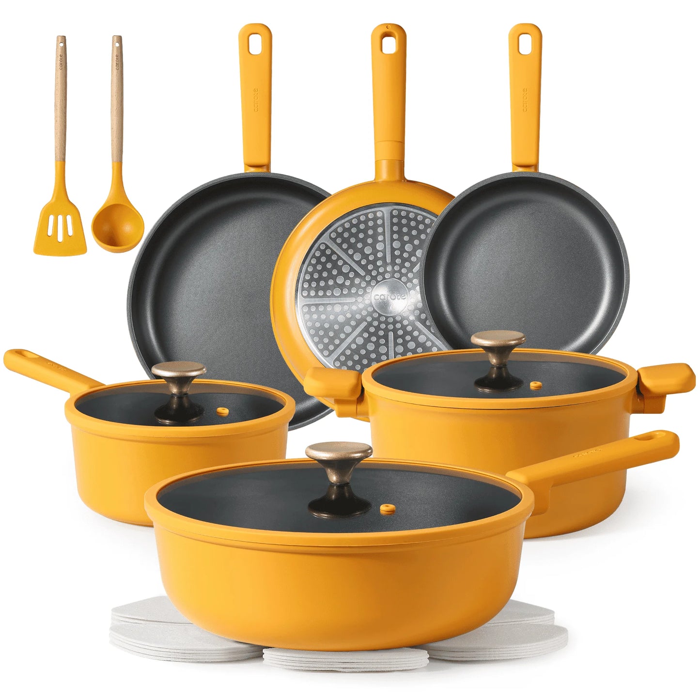 Kitchen Cookware Sets, Nonstick Pots and Pans Set, 17 Pcs, Rose Pink