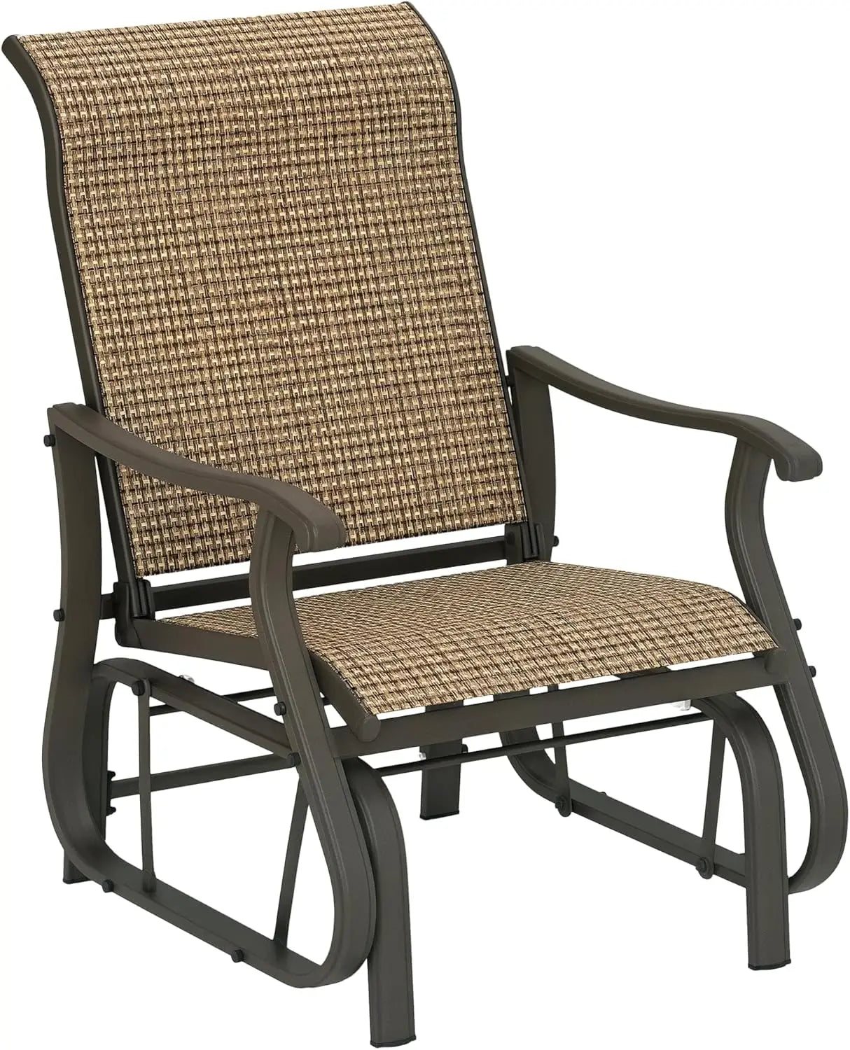 Outdoor Glider Chair With Steel Frame And Mesh Fabric