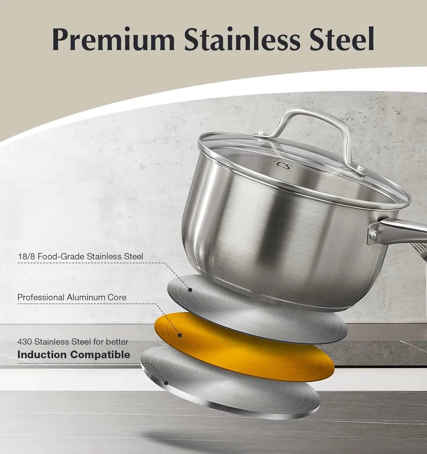 Koch Systeme CS 10 Piece Stainless Steel Cookware Set