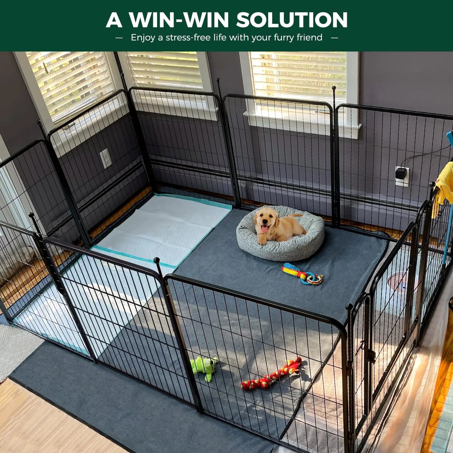 Dog Playpen Indoor & Outdoor Metal Dog Pen with Door