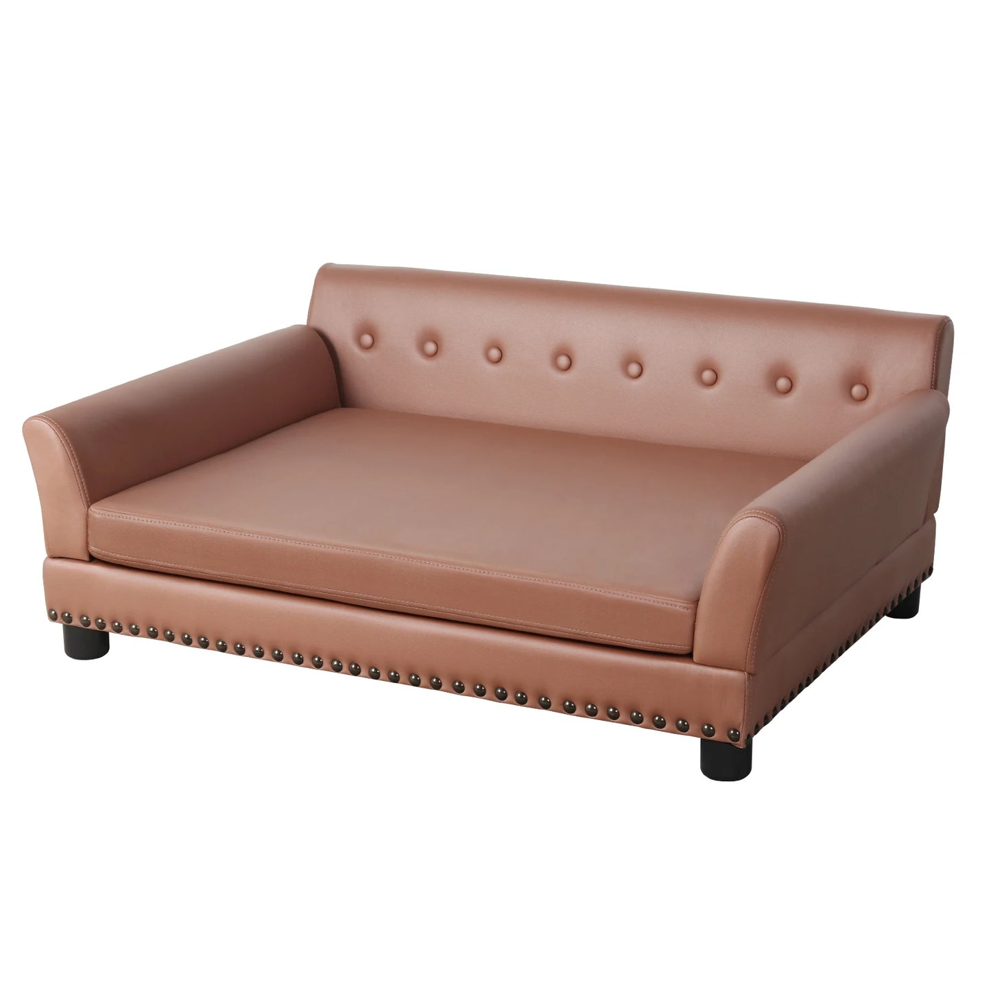 Large Elevated PU Leather Dog Bed With Removable Cushion