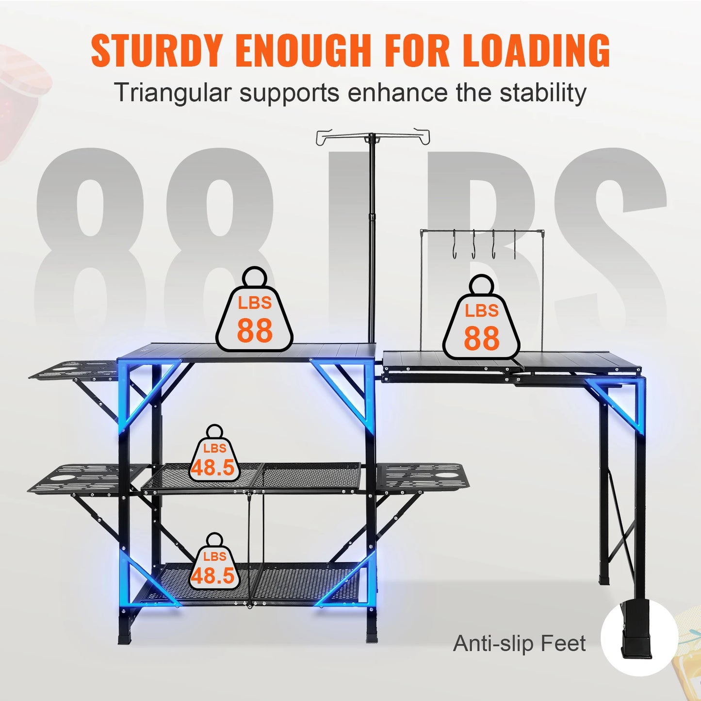 SucceBuy Camping Kitchen Table with Sink Aluminum Folding Portable Outdoor Cook Station, for Picnic BBQ Beach Traveling