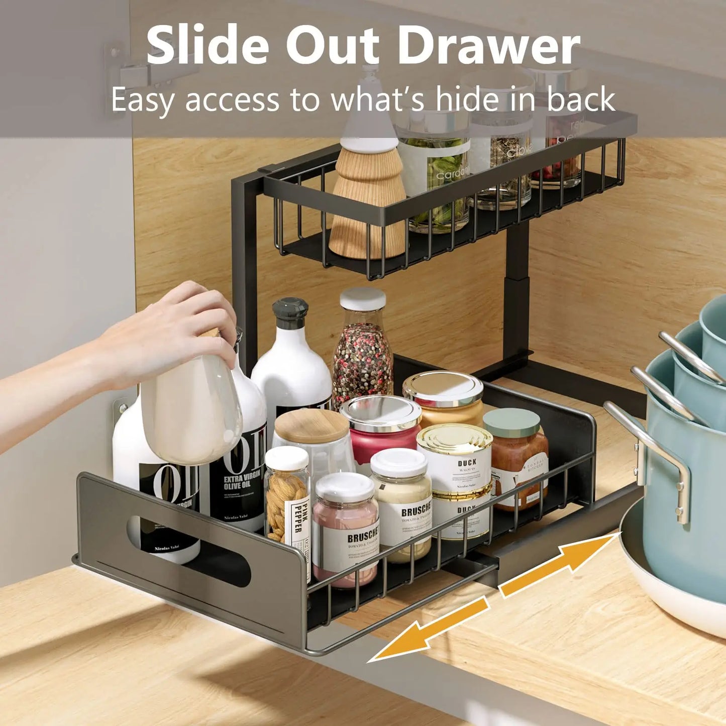 Under Sink Organizers And Storage 2 Tier Slide Out Metal Cabinet