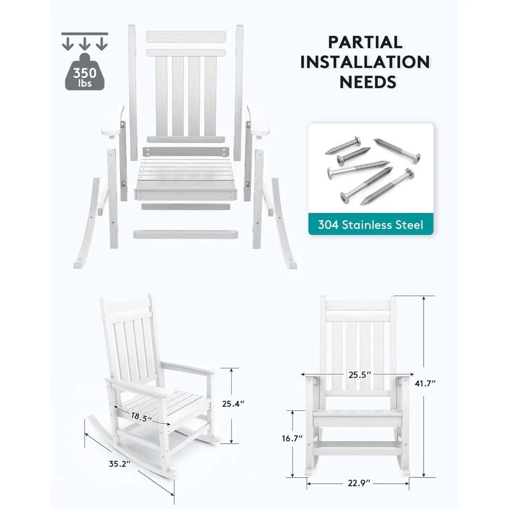 Outdoor HDPE Rocking Chair For Adults All Weather Porch