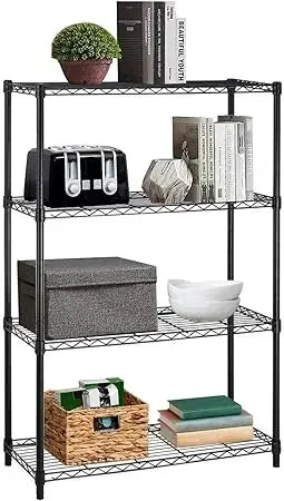 Metal Wire Shelving Unit With Wheels 4 Tier Garage Storage
