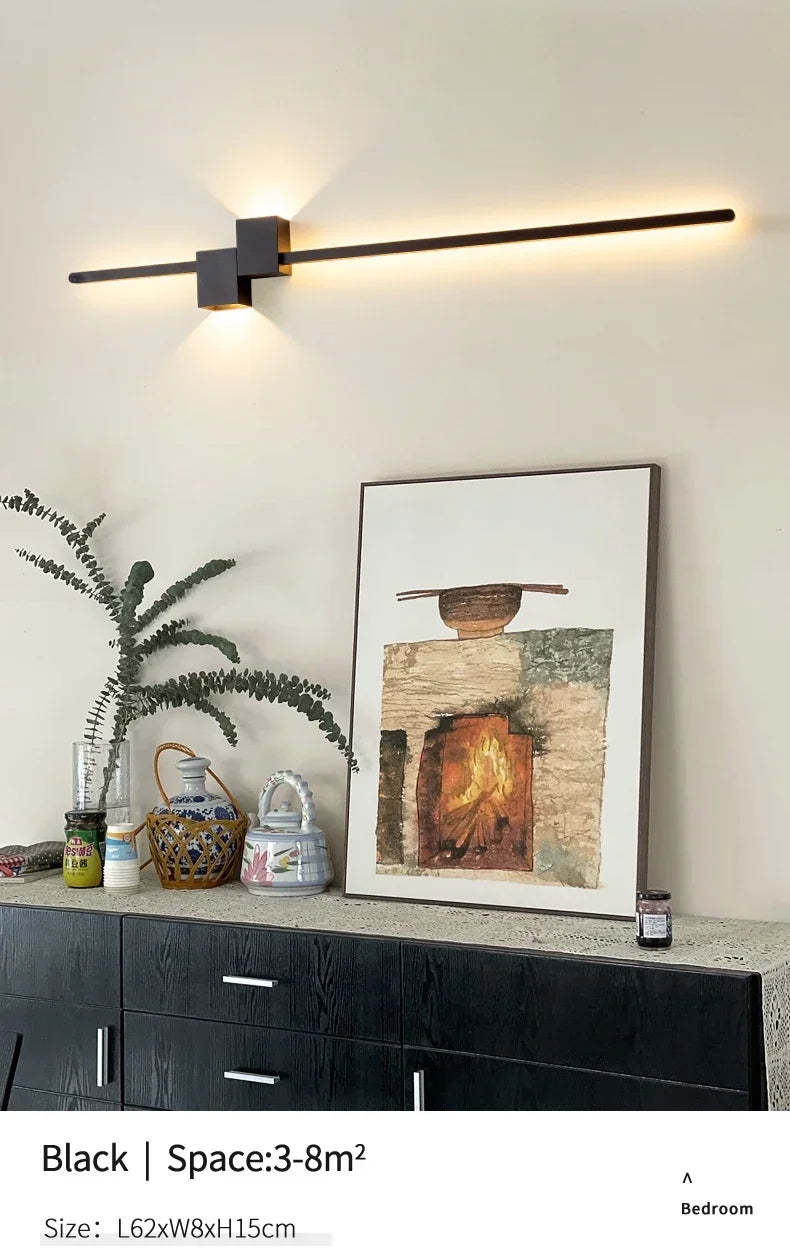 New Modern Minimalist Wall Lamp Black/Gold LED Wall Light Home Decorative Bedside Corridor Sofa Backgroung Wall Fixture