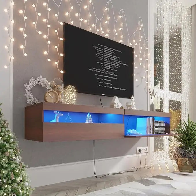 Floating TV Stand with Led Lights, 71 Inch Wall Mounted Shelf