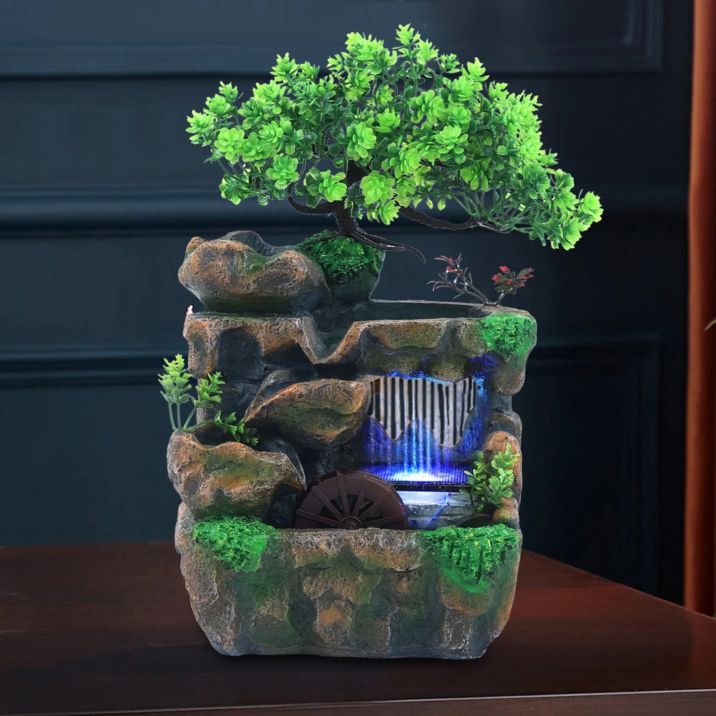 Indoor Room Fountain Waterfall Desktop Water Feature LED