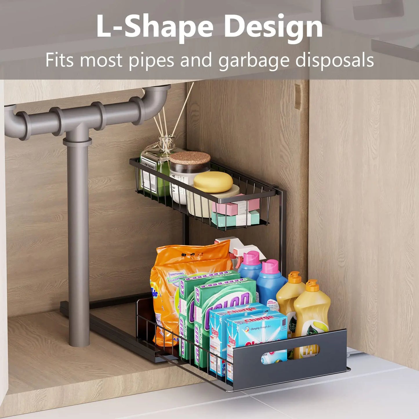 Under Sink Organizers And Storage 2 Tier Slide Out Metal Cabinet