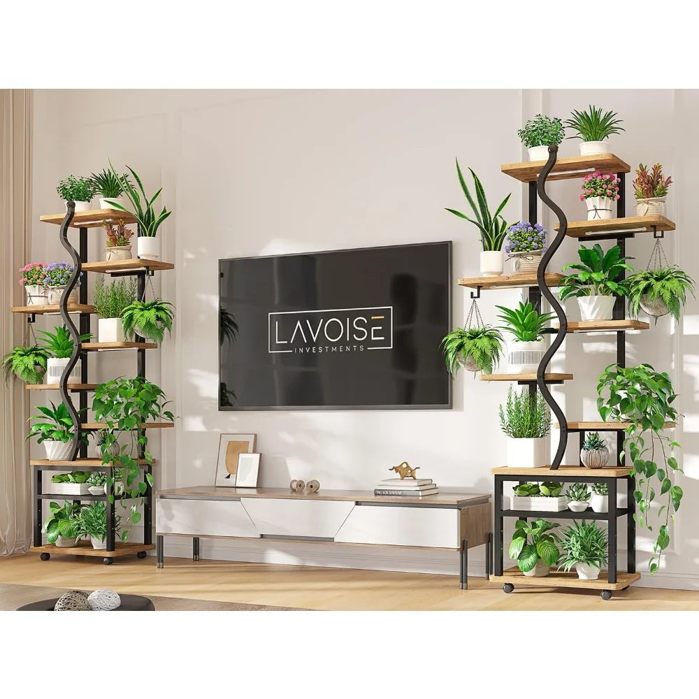 Plant Stand Indoor with Grow Lights, 71" Tall S-Shaped Metal