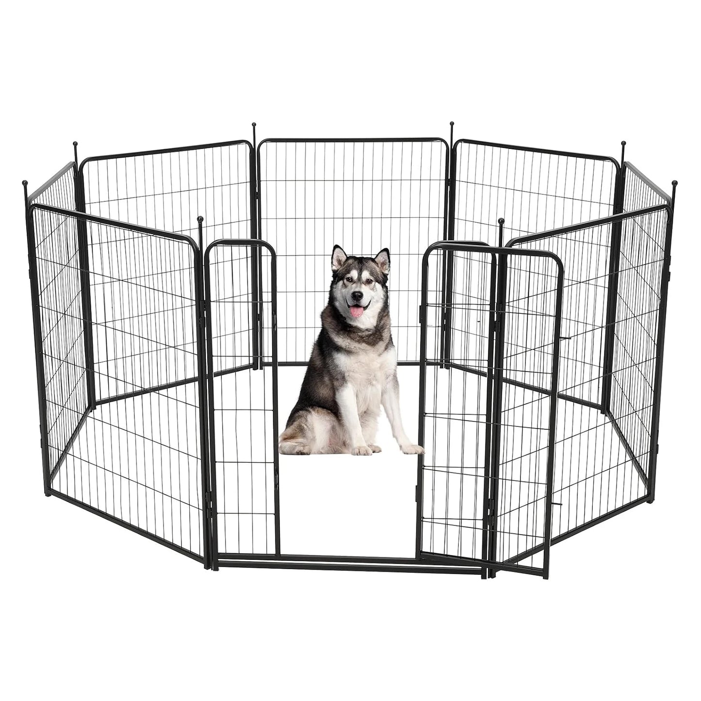 Dog Playpen Indoor & Outdoor Metal Dog Pen with Door