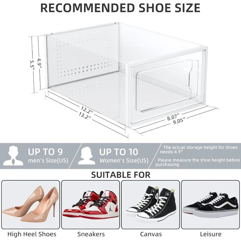 Shoe Boxes Clear Plastic Stackable 18 Pack Premium Shoe Organizer